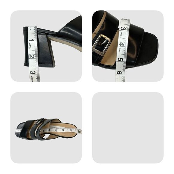 CALICO Black Leather Strappy Buckle Mule Sandals Size 7.5 - Picture 8 of 16